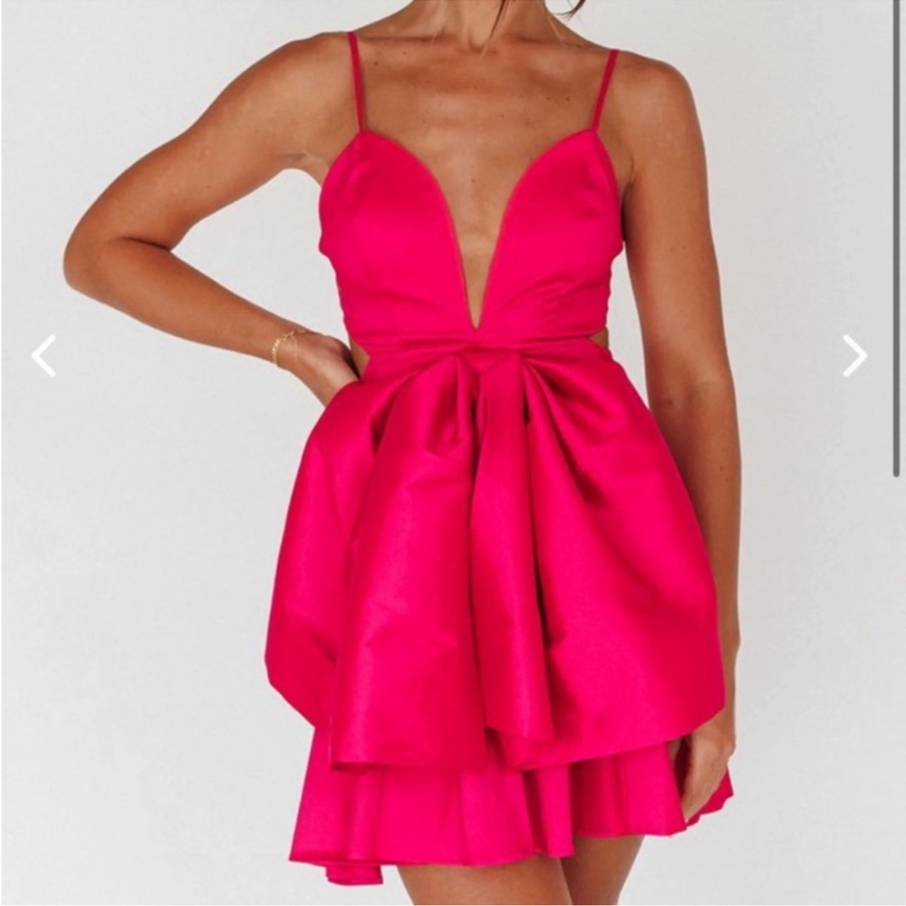 Selfie Leslie Large Bow Mini Dress Fuchsia